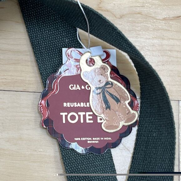 VIRAL Tartan Plaid Teddy Bear Cotton Canvas Tote Reusable Shopping Bag Handbag - Picture 11 of 12